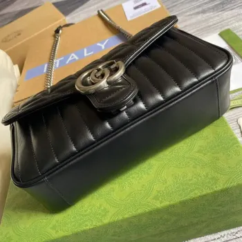 Gucci 443497 GG Marmont Small Shoulder Bag Black