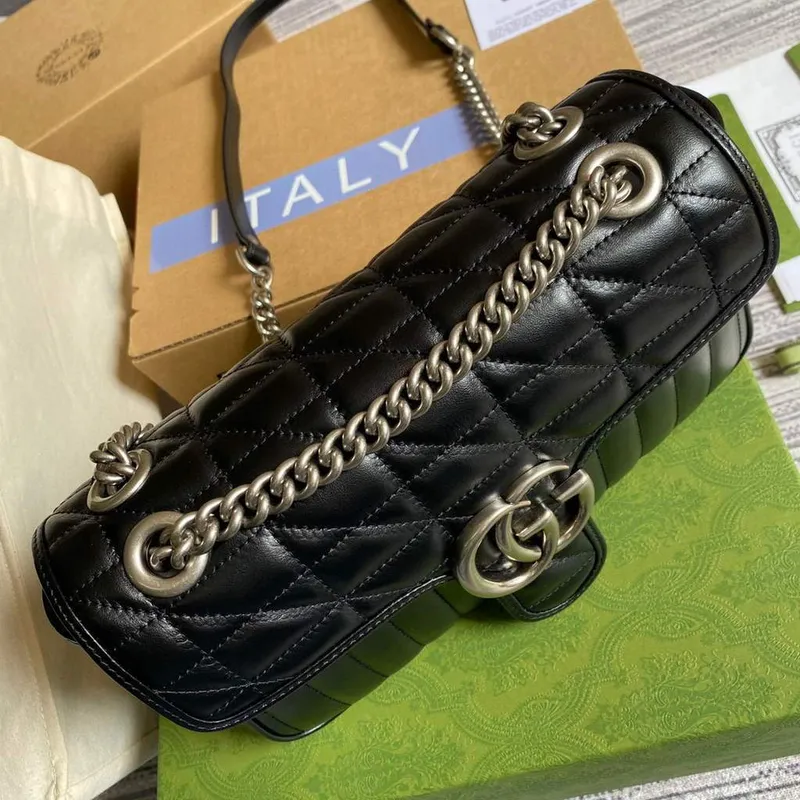 Gucci 443497 GG Marmont Small Shoulder Bag Black