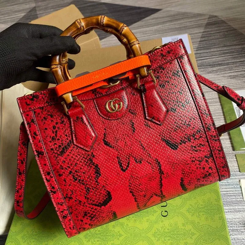 Gucci Diana Small Tote Bag Snake Top Handle Bag 660195 Red