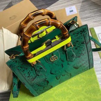 Gucci Diana Small Tote Bag Snake Top Handle Bag 660195 Green