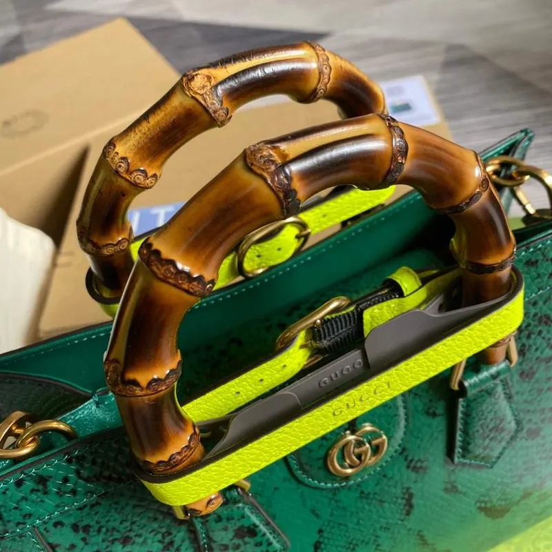 Gucci Diana Small Tote Bag Snake Top Handle Bag 660195 Green