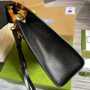 Gucci Diana Small Tote Bag Snake Top Handle Bag 660195 Black