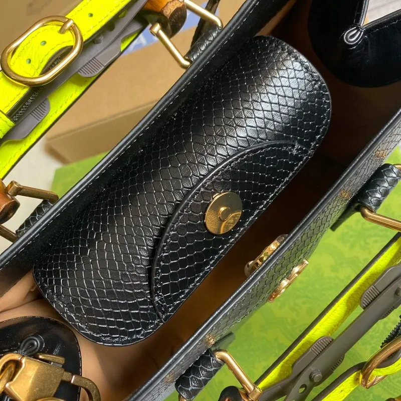 Gucci Diana Small Tote Bag Snake Top Handle Bag 660195 Black