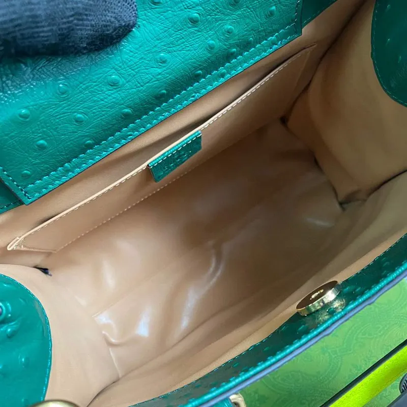Gucci Diana Small Tote Bag Ostrich Top Handle Bag 660195 Green