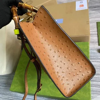 Gucci Diana Small Tote Bag Ostrich Top Handle Bag 660195 Brown