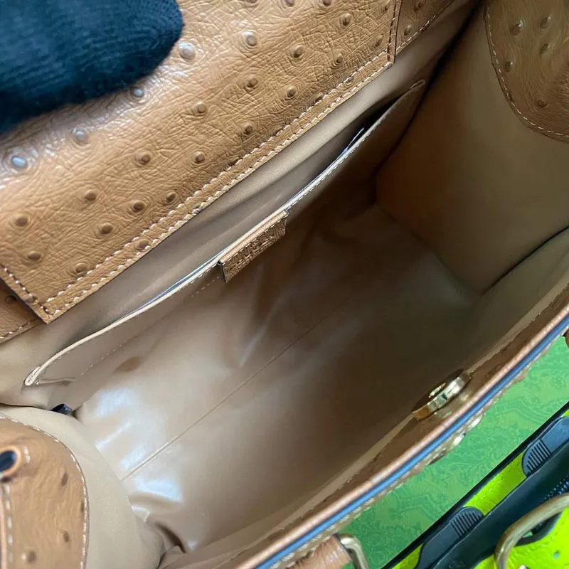 Gucci Diana Small Tote Bag Ostrich Top Handle Bag 660195 Brown