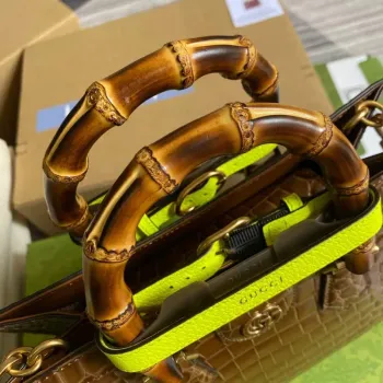 Gucci Diana Small Tote Bag Crocodile Top Handle Bag 660195 Brown