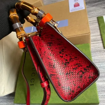 Gucci Diana Mini Tote Bag Snake Top Handle Bag Gucci  655661 Red