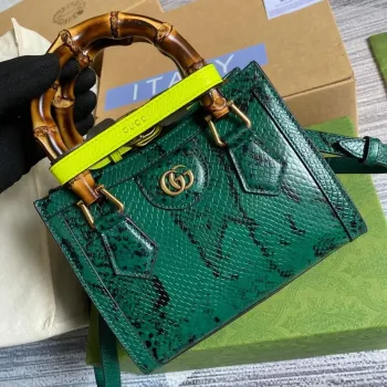 Gucci Diana Mini Tote Bag Snake Top Handle Bag Gucci  655661 Green