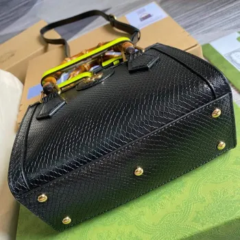 Gucci Diana Mini Tote Bag Snake Top Handle Bag Gucci  655661 Black