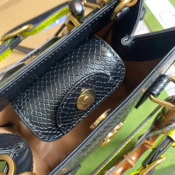 Gucci Diana Mini Tote Bag Snake Top Handle Bag Gucci  655661 Black