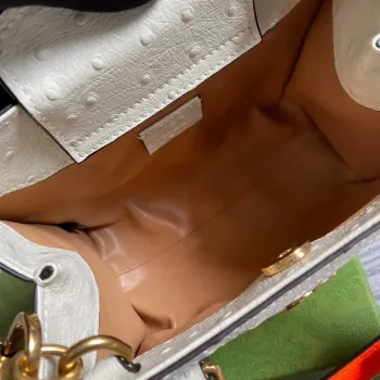 Gucci Diana Mini Tote Bag Ostrich LeatherTop Handle Bag Gucci  655661 Beige