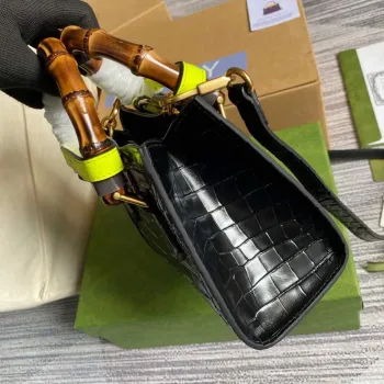 Gucci Diana Mini Tote Bag Crocodile LeatherTop Handle Bag Gucci  655661 Black