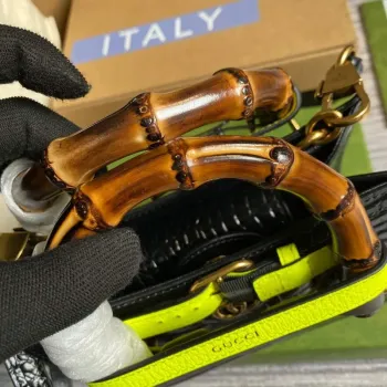 Gucci Diana Mini Tote Bag Crocodile LeatherTop Handle Bag Gucci  655661 Black