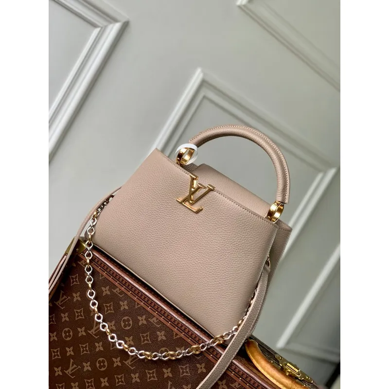 LV M12935 Louis Vuitton Capucines MM Handbag Galet Gray