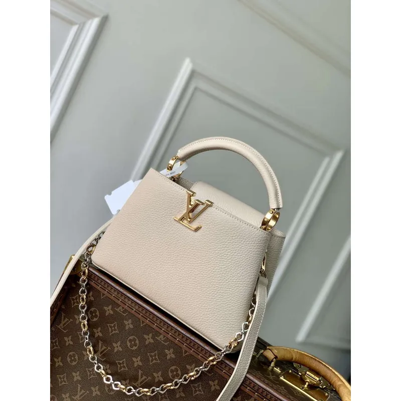 LV M12938 Louis Vuitton Capucines BB Handbag Quartz White