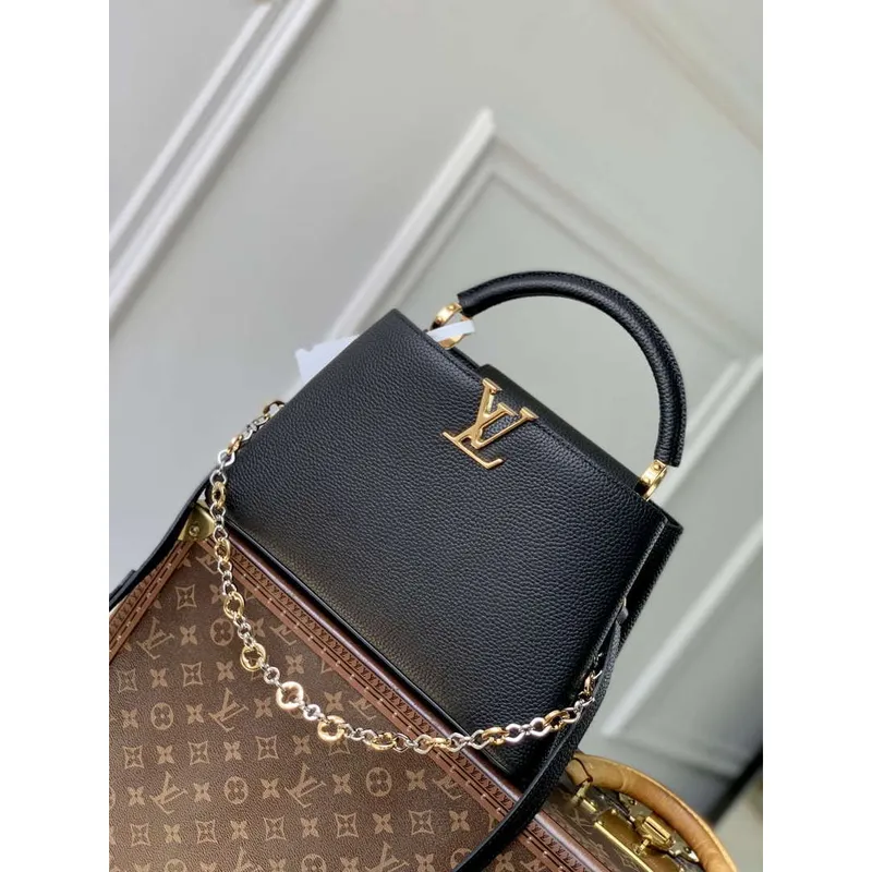 LV M12936 Louis Vuitton Capucines MM Handbag Black