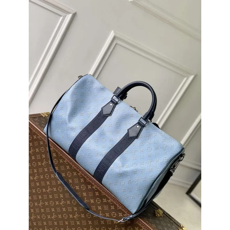LV M14837 Louis Vuitton Keepall Bandoulière 50 Bag Blue
