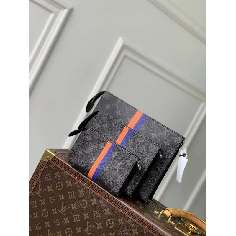 LV P01957 Louis Vuitton Trio Toilet Pouch Mon Monogram Black