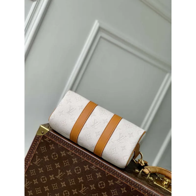 LV M15076 Louis Vuitton Keepall Bandoulière 25 Bag Off White