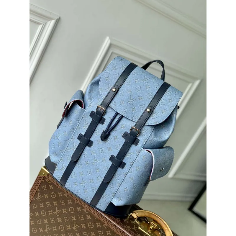 LV M14676 Louis Vuitton Christopher MM Backpack Blue