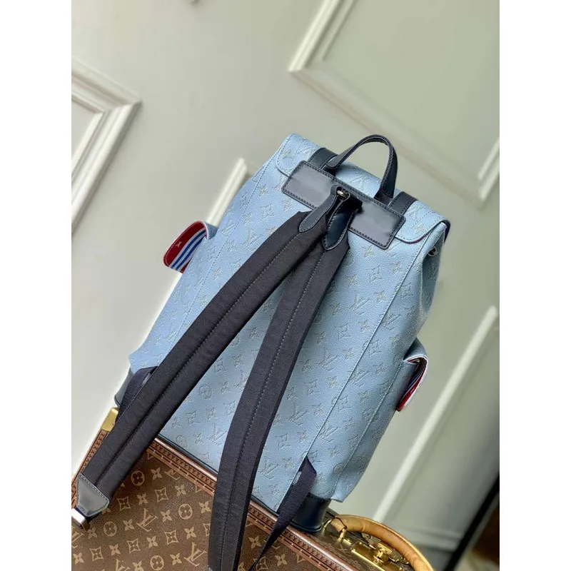 LV M14676 Louis Vuitton Christopher MM Backpack Blue