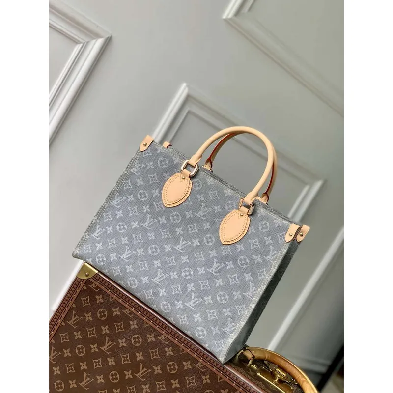 LV M13189 Louis Vuitton OnTheGo MM Bag Washed Gray