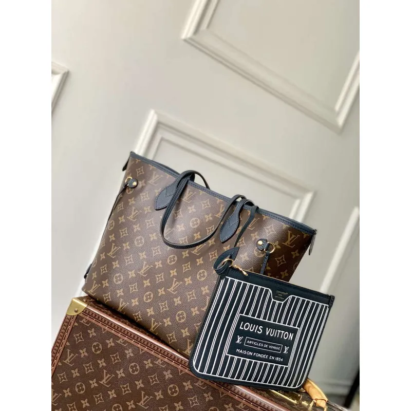 LV M14994 Louis Vuitton Neverfull Inside Out MM Bag Monogram Navy