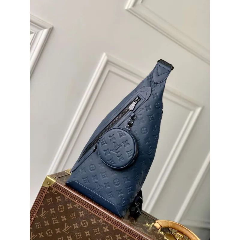 LV M21890 Louis Vuitton Duo Slingbag Calf Leather Blue