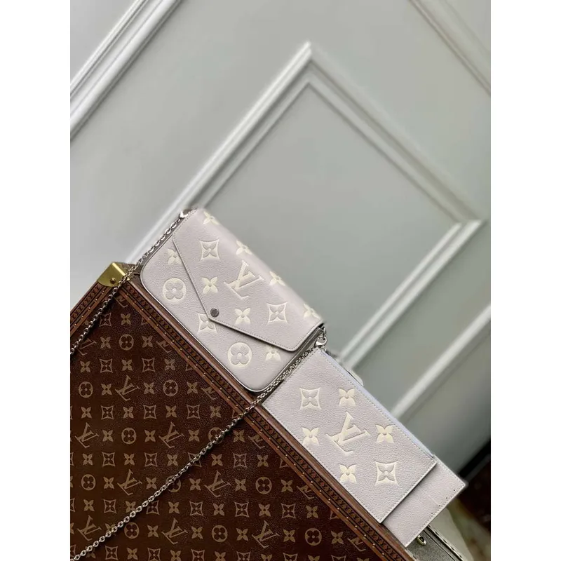 LV M14227 Louis Vuitton Félicie Pochette Bag Gray/Quartz