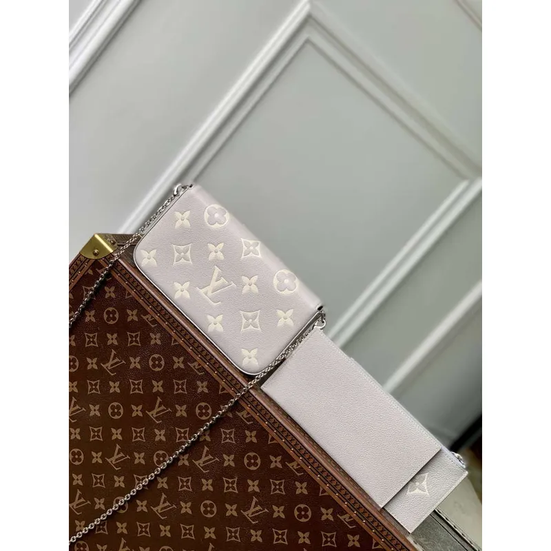 LV M14227 Louis Vuitton Félicie Pochette Bag Gray/Quartz