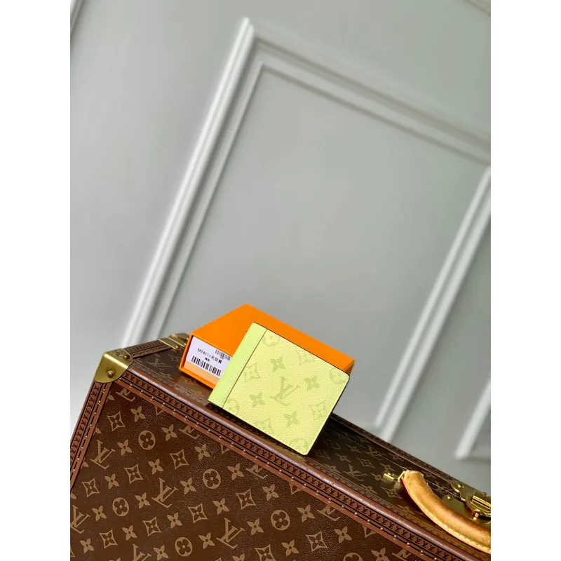 LV M14111 Louis Vuitton Multiple Wallet Taigarama Lemon Yellow