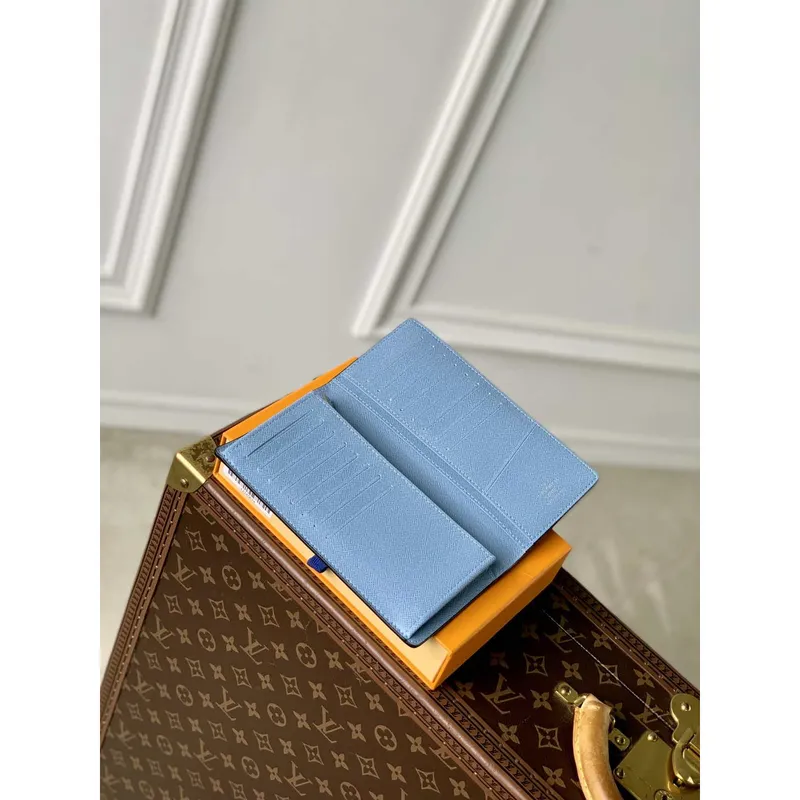 LV M14110 Louis Vuitton Brazza Wallet Taigarama Blue