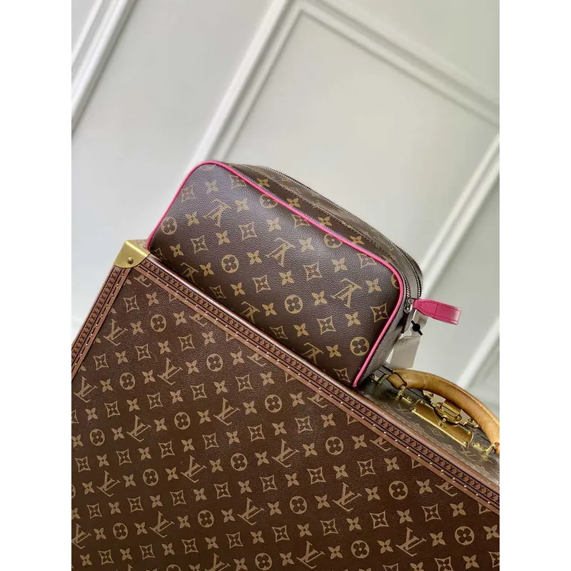 LV M12641 Louis Vuitton Locker Dopp Kit Taurillon Monogram Rose Red