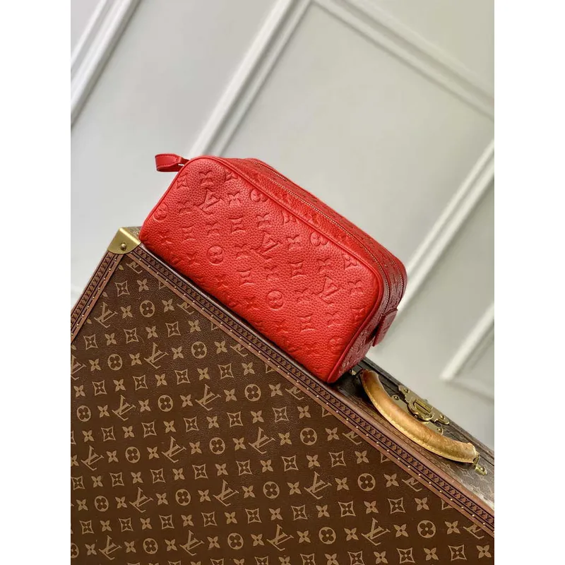 LV M12863 Louis Vuitton Locker Dopp Kit Monogram Taurillon Red