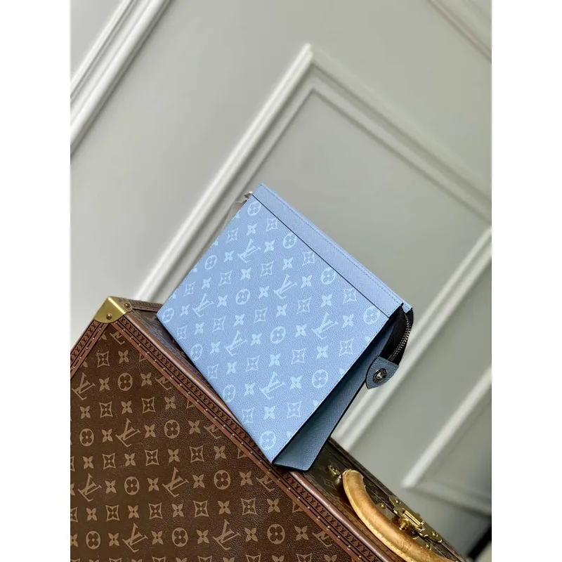 LV M14011 Louis Vuitton Pochette Voyage MM Bag Sky Blue