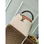 LV M12956 Louis Vuitton Capucines MM Bag Taurillon leather Galet Gray