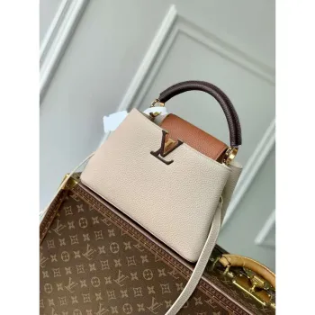 LV M12956 Louis Vuitton Capucines BB Bag Taurillon leather Galet Gray