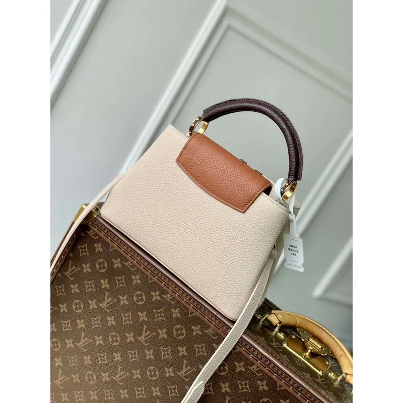 LV M12956 Louis Vuitton Capucines BB Bag Taurillon leather Galet Gray