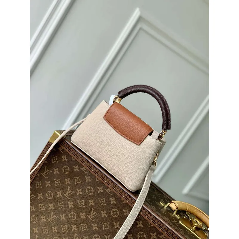 LV M12956 Louis Vuitton Capucines Mini Bag Taurillon leather Galet Gray