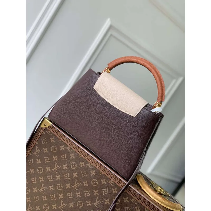 LV M12952 Louis Vuitton Capucines MM Bag Taurillon leather Chocolate Brown