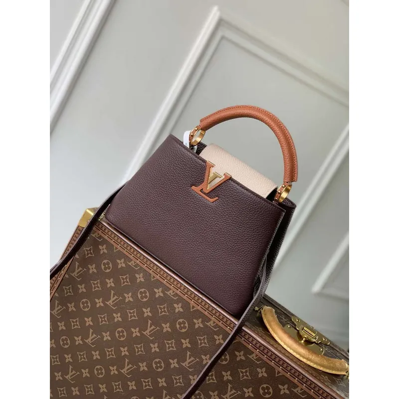 LV M12952 Louis Vuitton Capucines BB Bag Taurillon leather Chocolate Brown