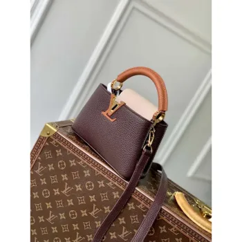 LV M12952 Louis Vuitton Capucines Mini Bag Taurillon leather Chocolate Brown