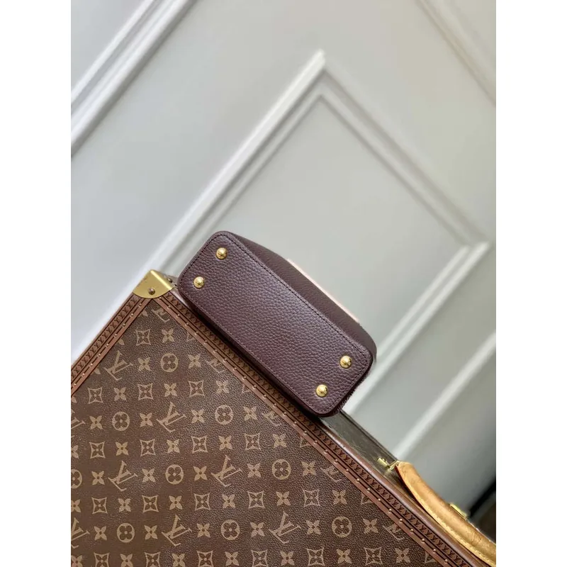 LV M12952 Louis Vuitton Capucines Mini Bag Taurillon leather Chocolate Brown