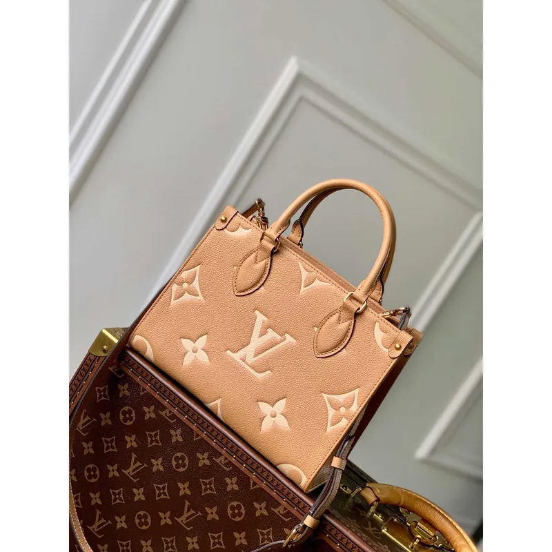 LV M12513 Louis Vuitton Onthego Pm Bag M45779 leather Light Brown