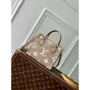 Louis Vuitton LV M47054 OnTheGo BB Handbag Bicolor Monogram Empreinte Leather Tourterelle  Crème