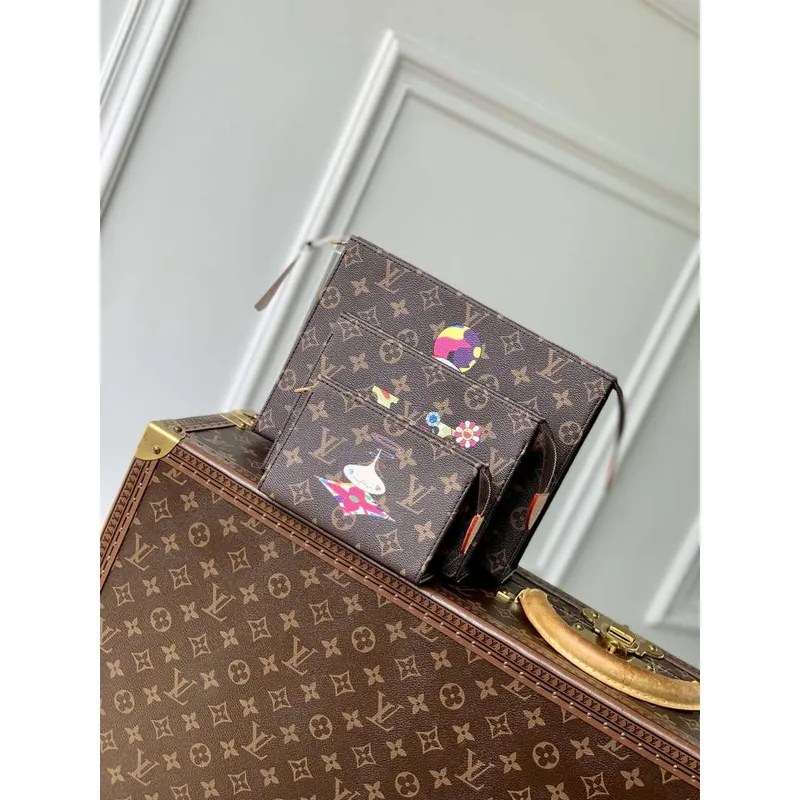 LV M13762 Louis Vuitton LV x TM Trio Toiletry Pouch Monogram