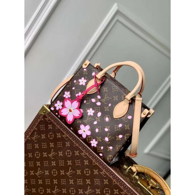 LV M13269 Louis Vuitton LV x TM OnTheGo PM Handbag Sakura Brown