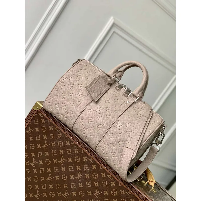 LV M13865 Louis Vuitton Keepall Bandoulière 35 Bag Riverstone Beige