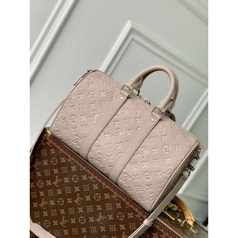 LV M13865 Louis Vuitton Keepall Bandoulière 35 Bag Riverstone Beige